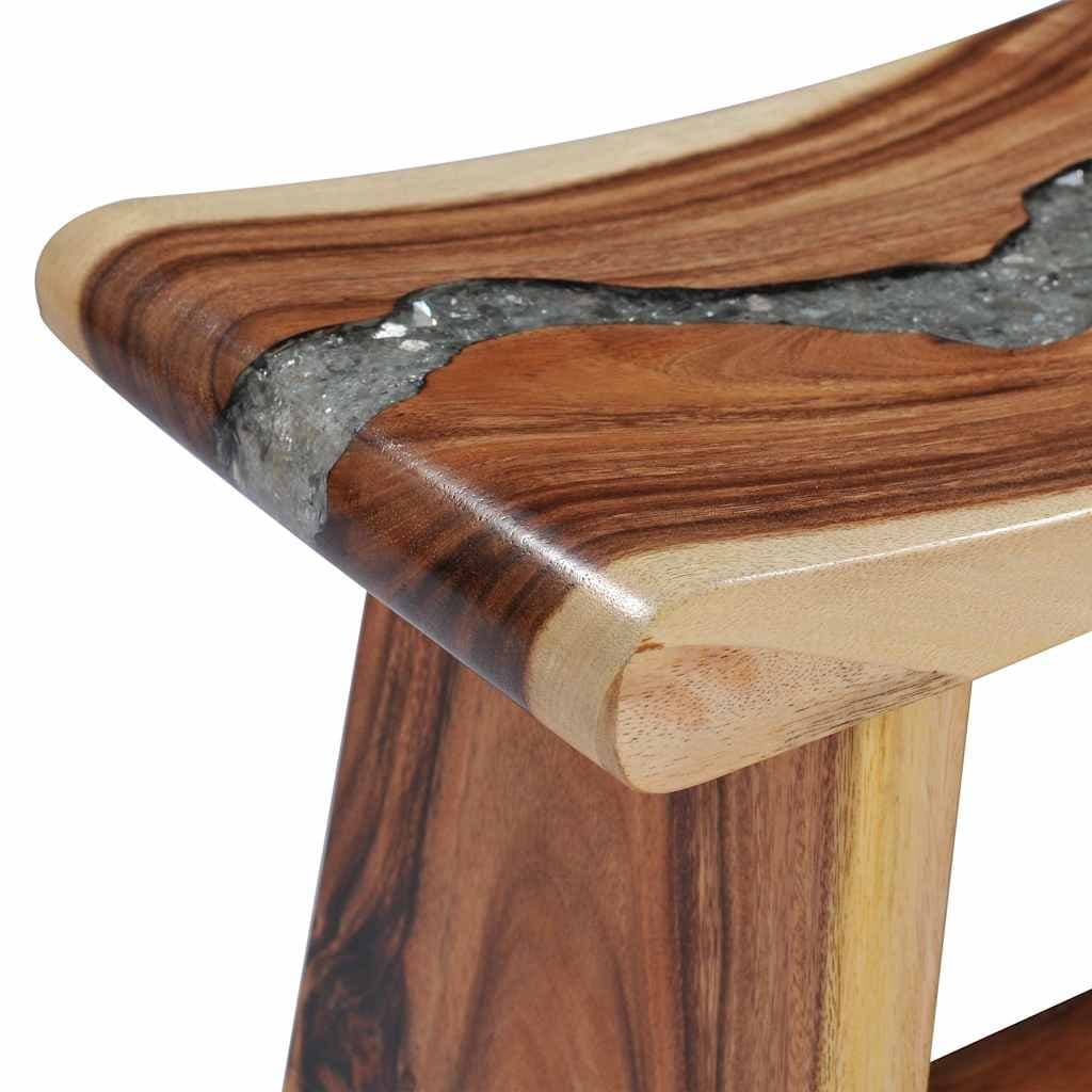 Multicolour Solid Wood and Polyresin Compact Stool
