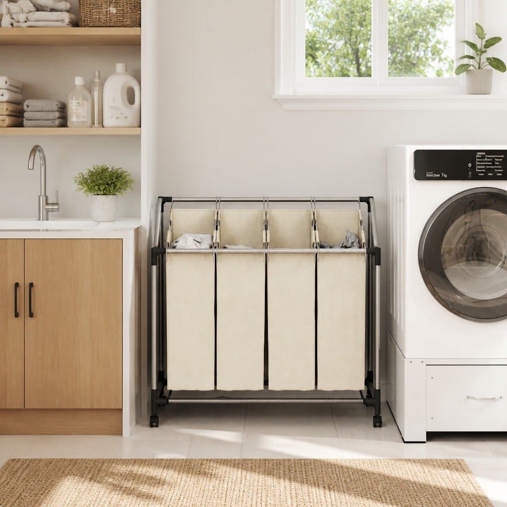 Laundry Sorter with 4 Removable Bags and Wheels