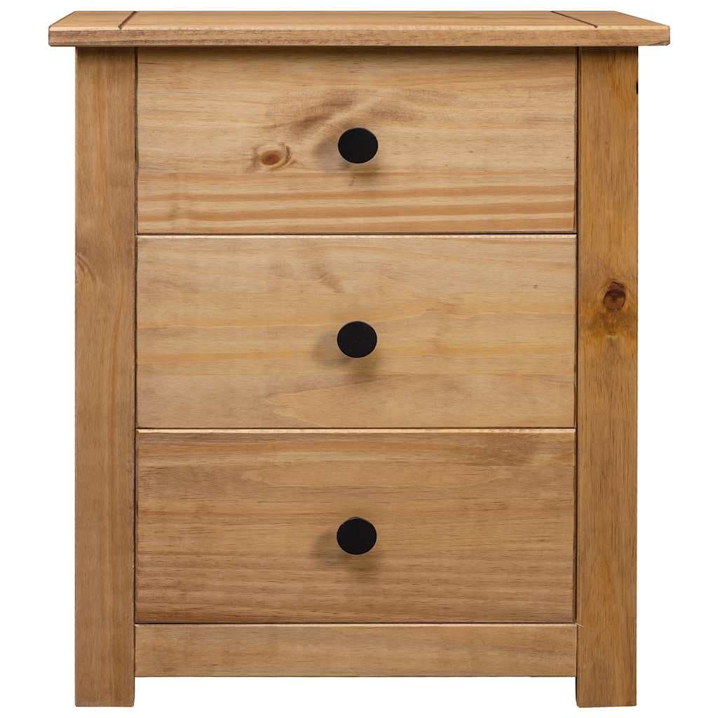Brown Pine Nightstand with 3 Drawers