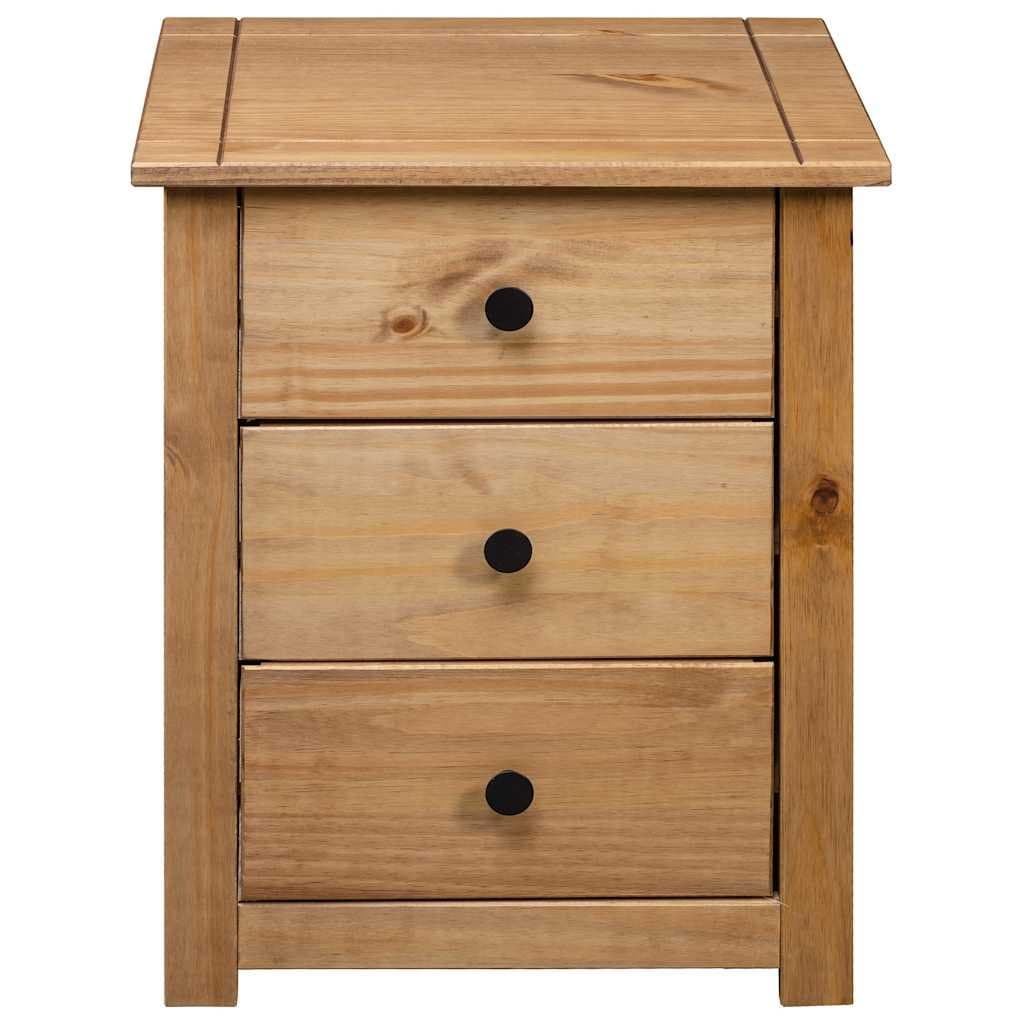 Brown Pine Nightstand with 3 Drawers