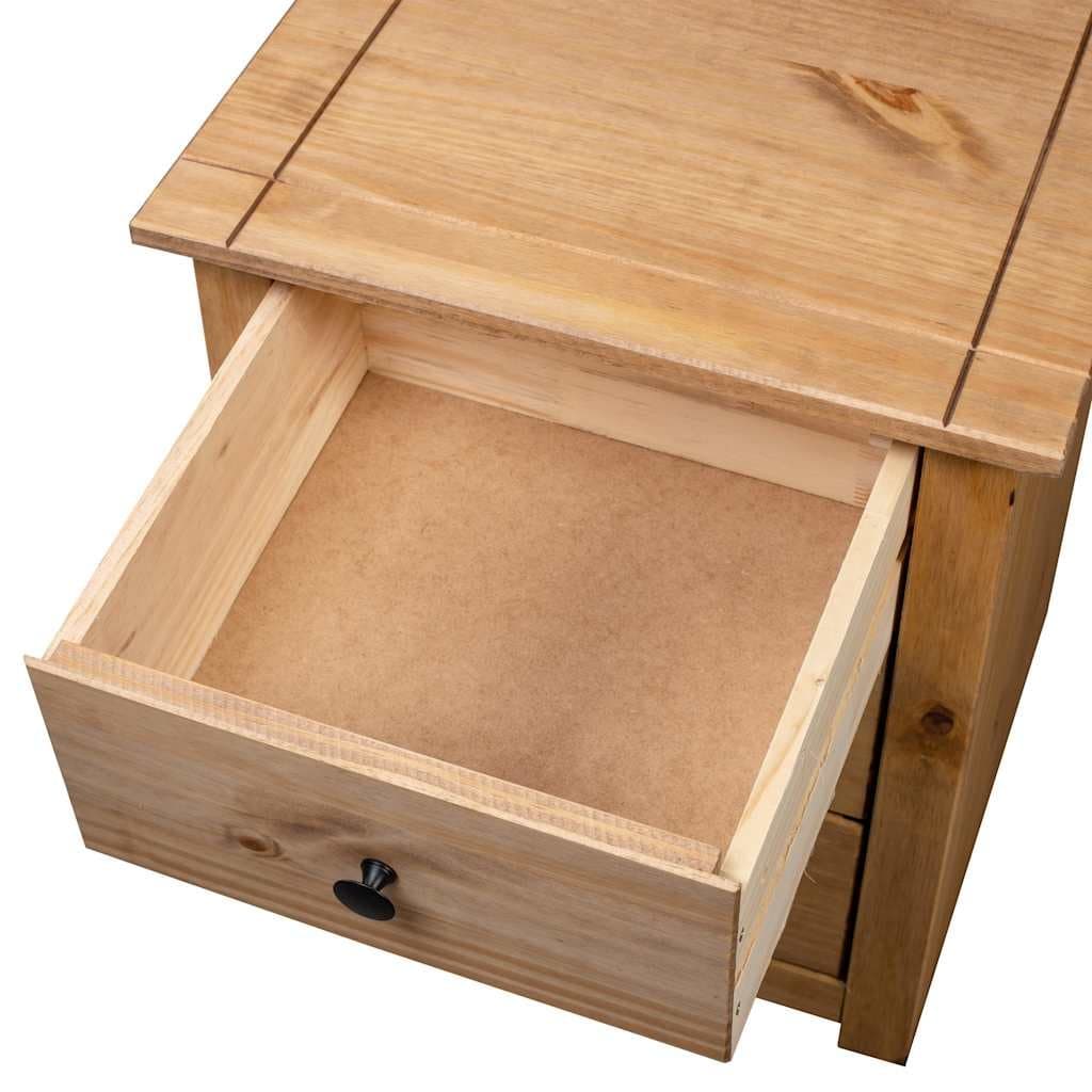 Brown Pine Nightstand with 3 Drawers