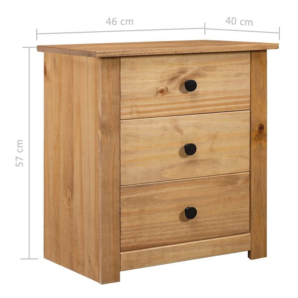 Brown Pine Nightstand with 3 Drawers