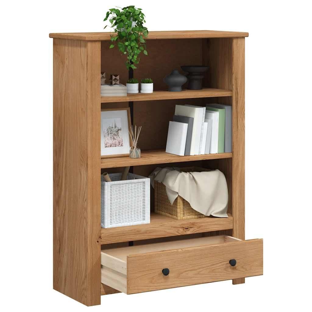 Wooden Bookcase 80x35x110 cm Solid Pine Brown Storage Shelving Unit with Drawer