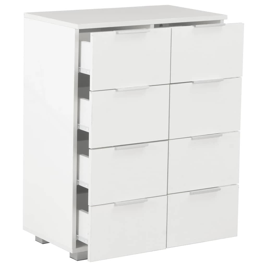 High Gloss White 8-Drawer Storage Sideboard