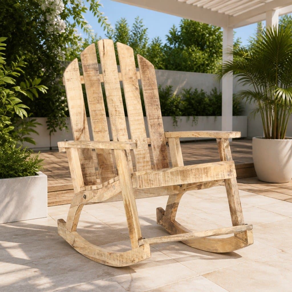 Solid Wooden Garden Rocking Chair in Brown