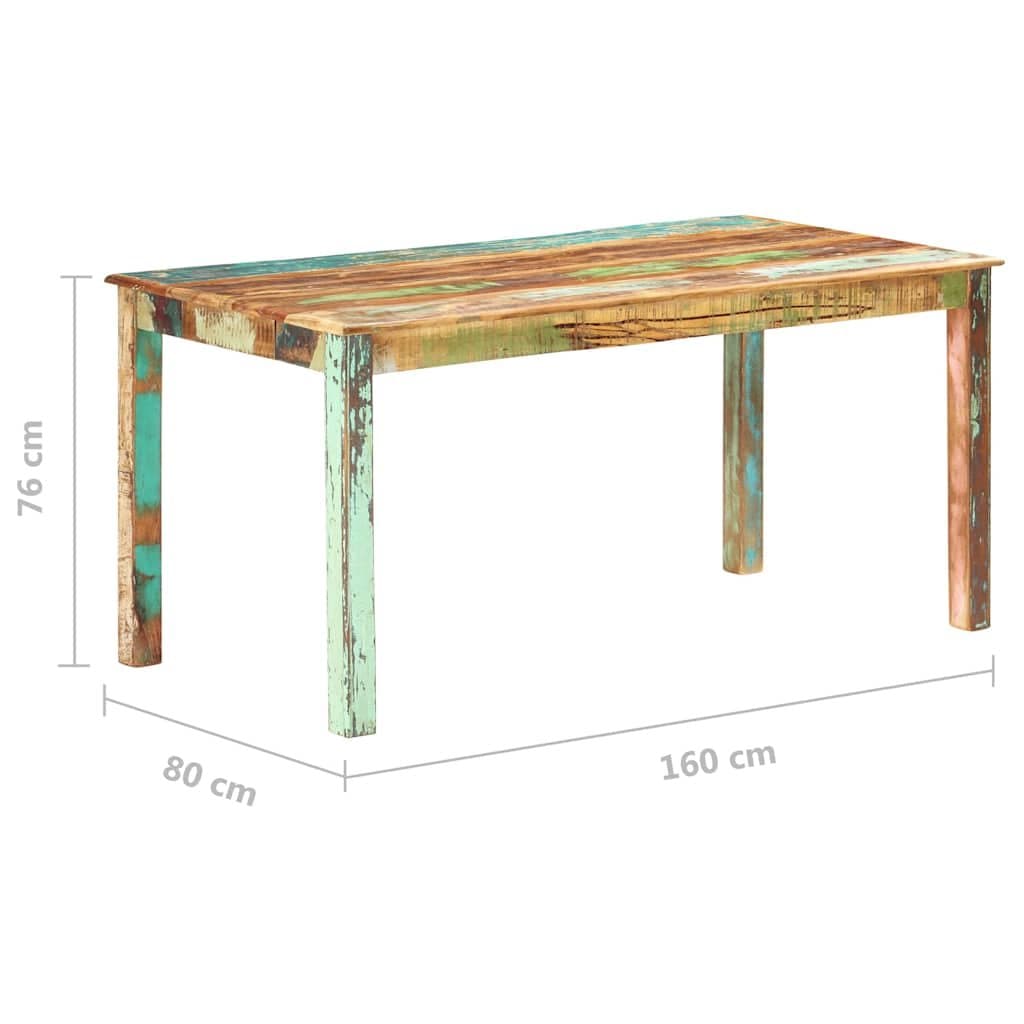 Dining Table Solid Reclaimed Wood 160x80x76 cm Kitchen Room Furniture