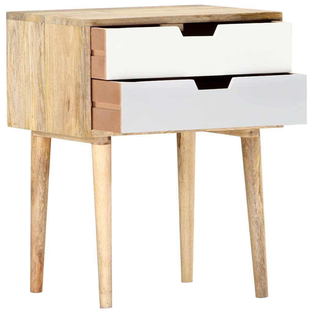 Solid Wood Mango Nightstand with 2 Drawers for Storage