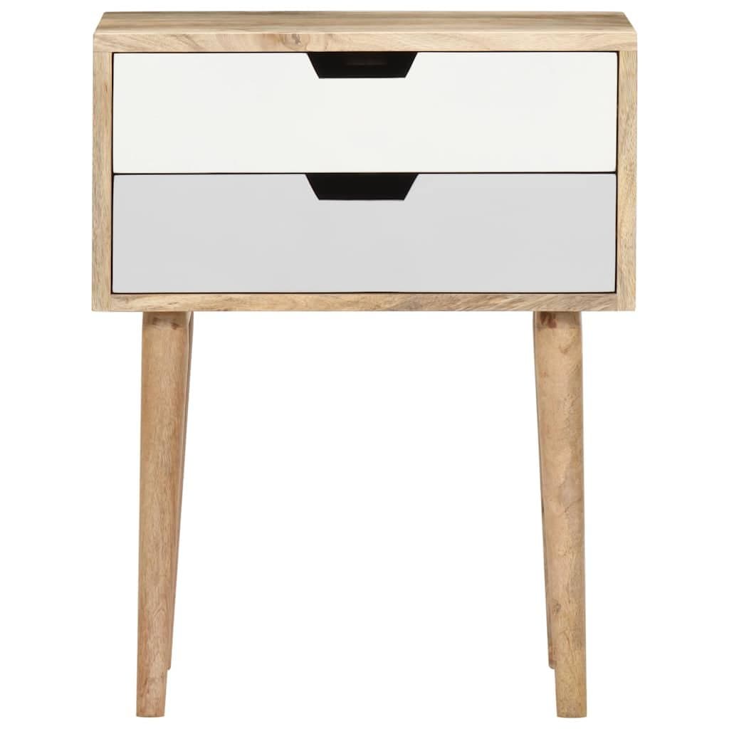 Solid Wood Mango Nightstand with 2 Drawers for Storage