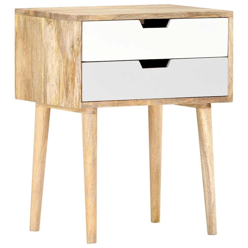 Solid Wood Mango Nightstand with 2 Drawers for Storage