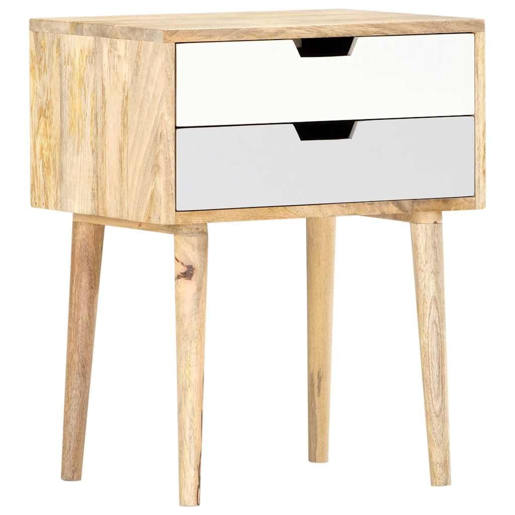 Solid Wood Mango Nightstand with 2 Drawers for Storage