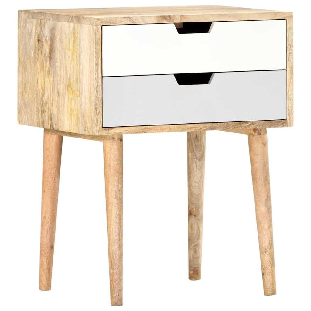 Solid Wood Mango Nightstand with 2 Drawers for Storage