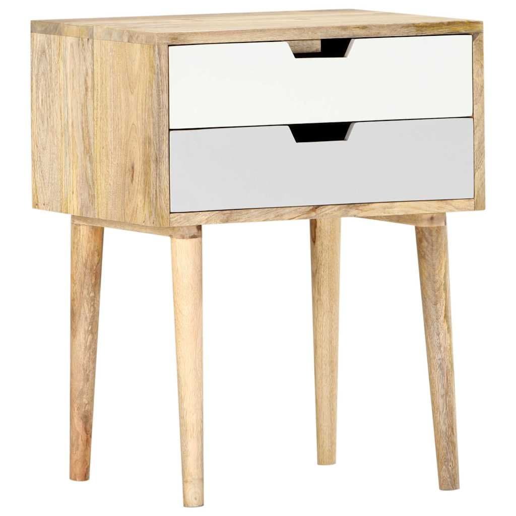 Solid Wood Mango Nightstand with 2 Drawers for Storage