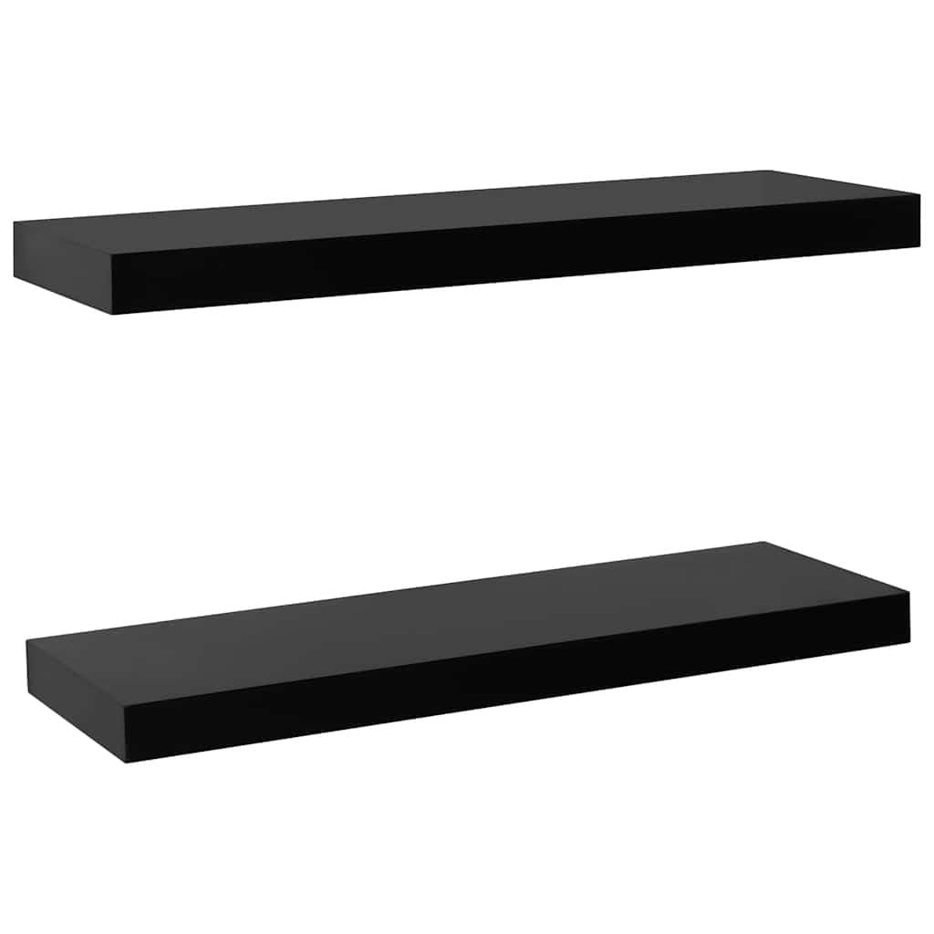 Floating Wall Shelves 2 Pieces Black Display Storage Home Decor Organiser