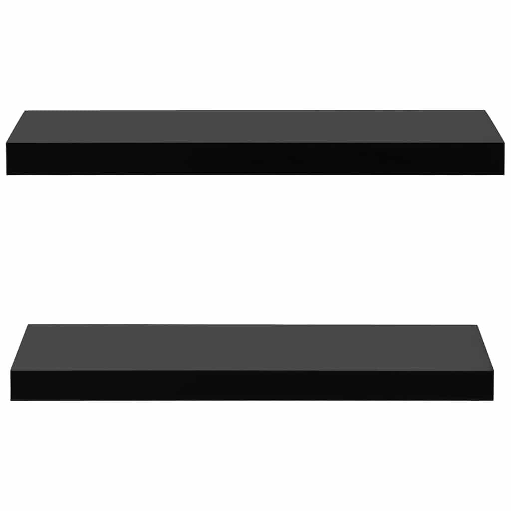 Floating Wall Shelves 2 Pieces Black Display Storage Home Decor Organiser
