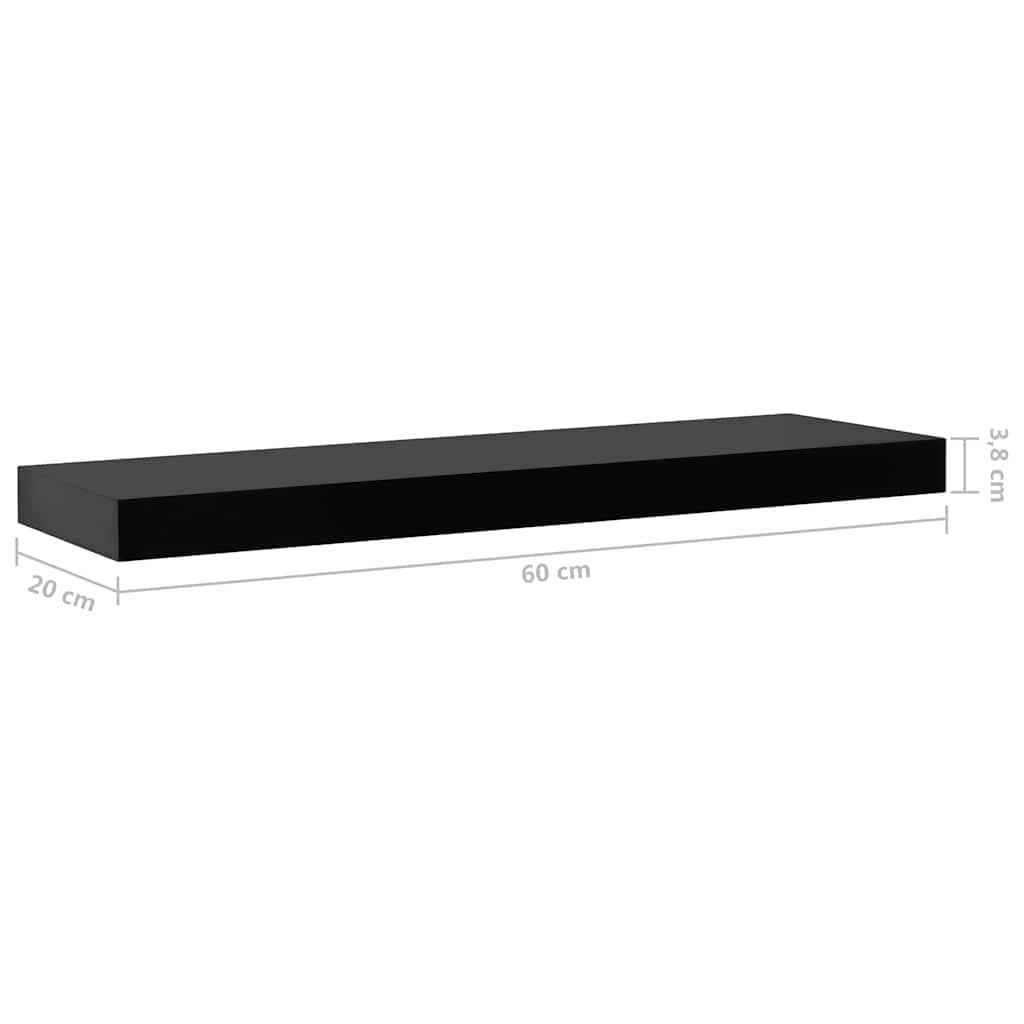 Floating Wall Shelves 2 Pieces Black Display Storage Home Decor Organiser
