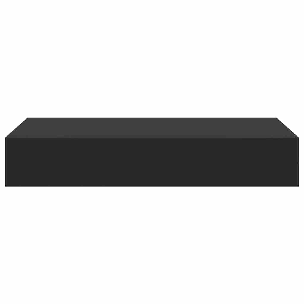 Floating Wall Shelf with Drawer Black 48x25x8 cm Display Storage Organizer
