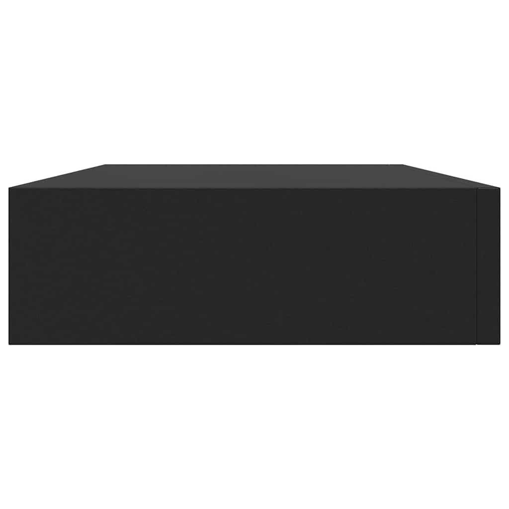 Floating Wall Shelf with Drawer Black 48x25x8 cm Display Storage Organizer