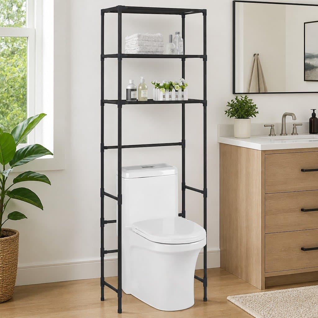 3-Tier Over Toilet Storage Rack in Black
