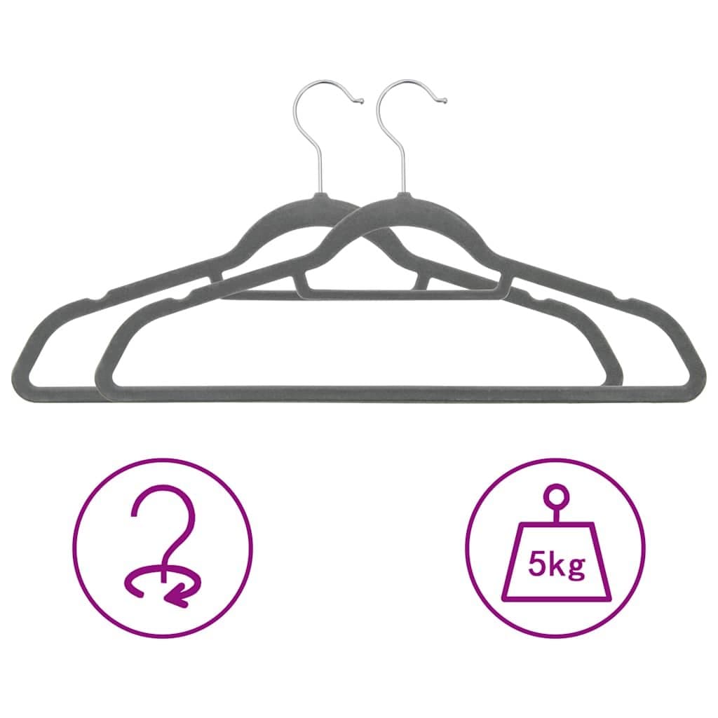 50-Piece Grey Velvet Clothes Hanger Set
