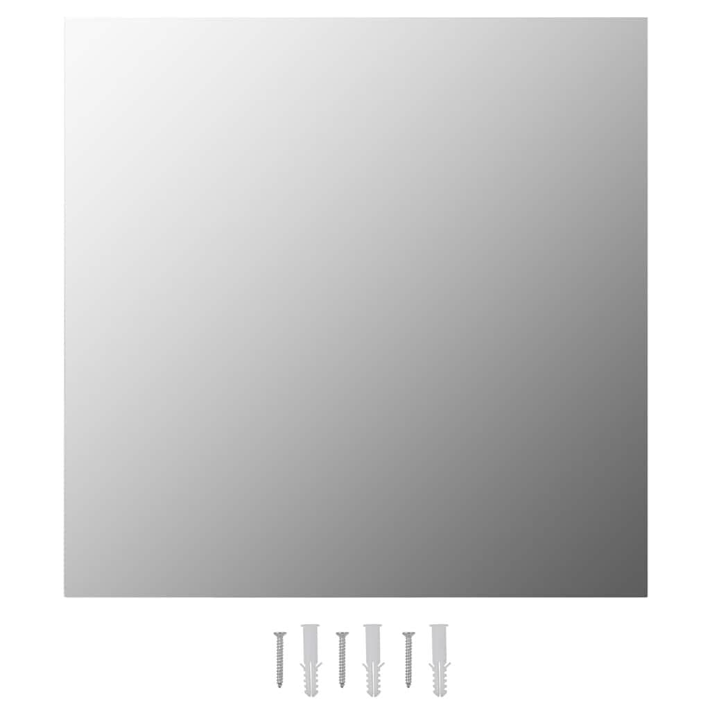 Square Wall Mirror 40x40 cm Silver Glass Home Decor Living Room Bedroom Set of 2
