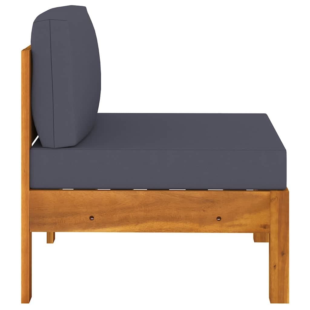 3-Seater Garden Sofa with Grey Cushions