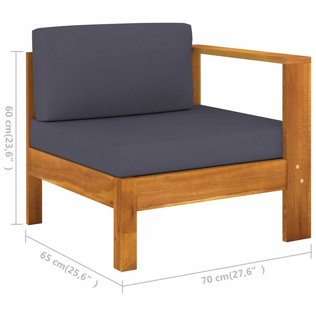 3-Seater Garden Sofa with Grey Cushions
