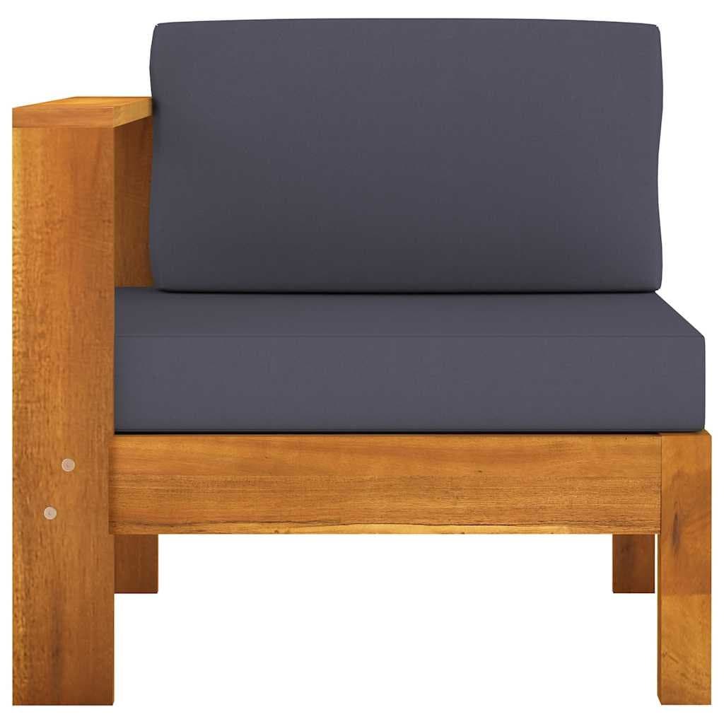 3-Seater Garden Sofa with Grey Cushions