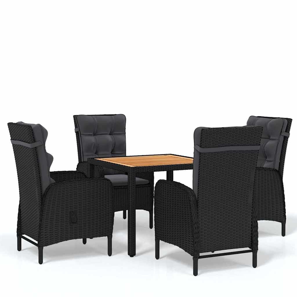 5 Piece Garden Dining Set with Rattan and Steel