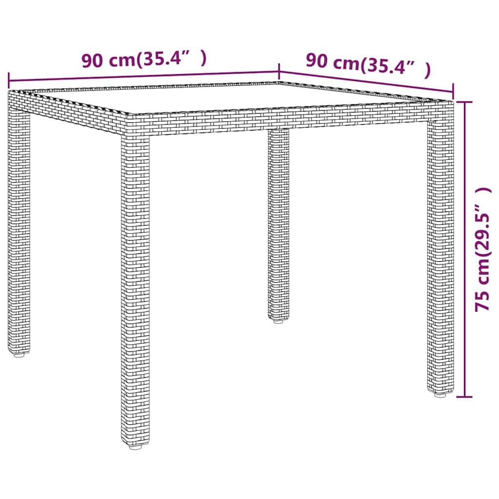 5 Piece Garden Dining Set with Rattan and Steel