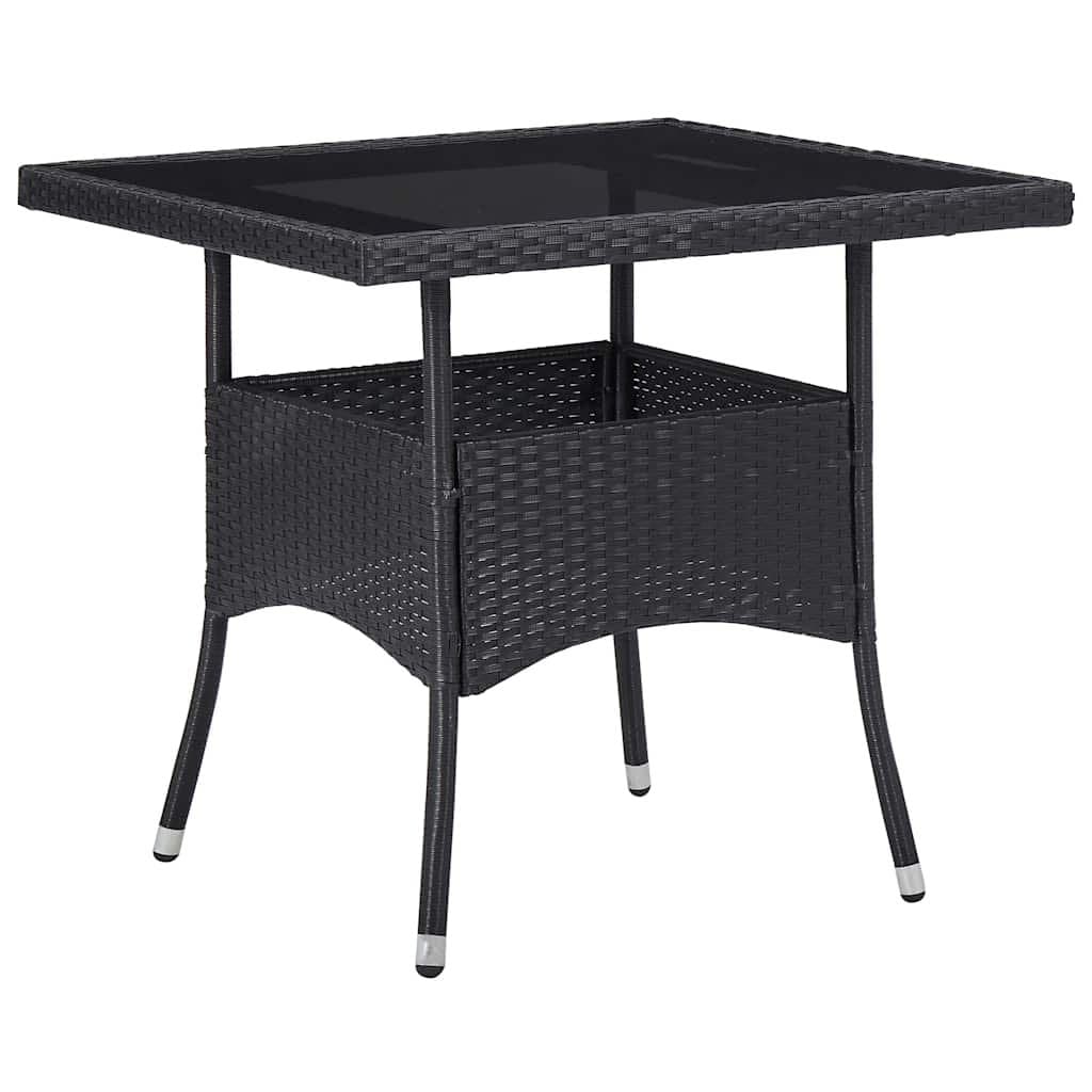 Black Poly Rattan 5 Piece Outdoor Dining Set with Glass Table