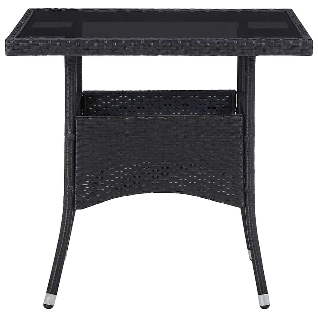 Black Poly Rattan 5 Piece Outdoor Dining Set with Glass Table
