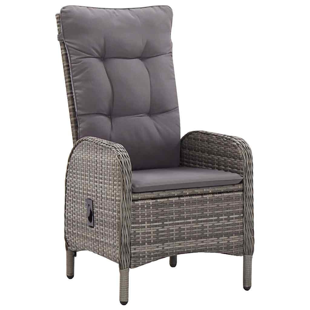 3 Piece Garden Bistro Set with Grey Armchairs