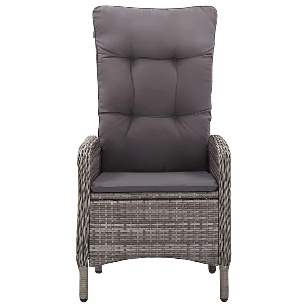 3 Piece Garden Bistro Set with Grey Armchairs