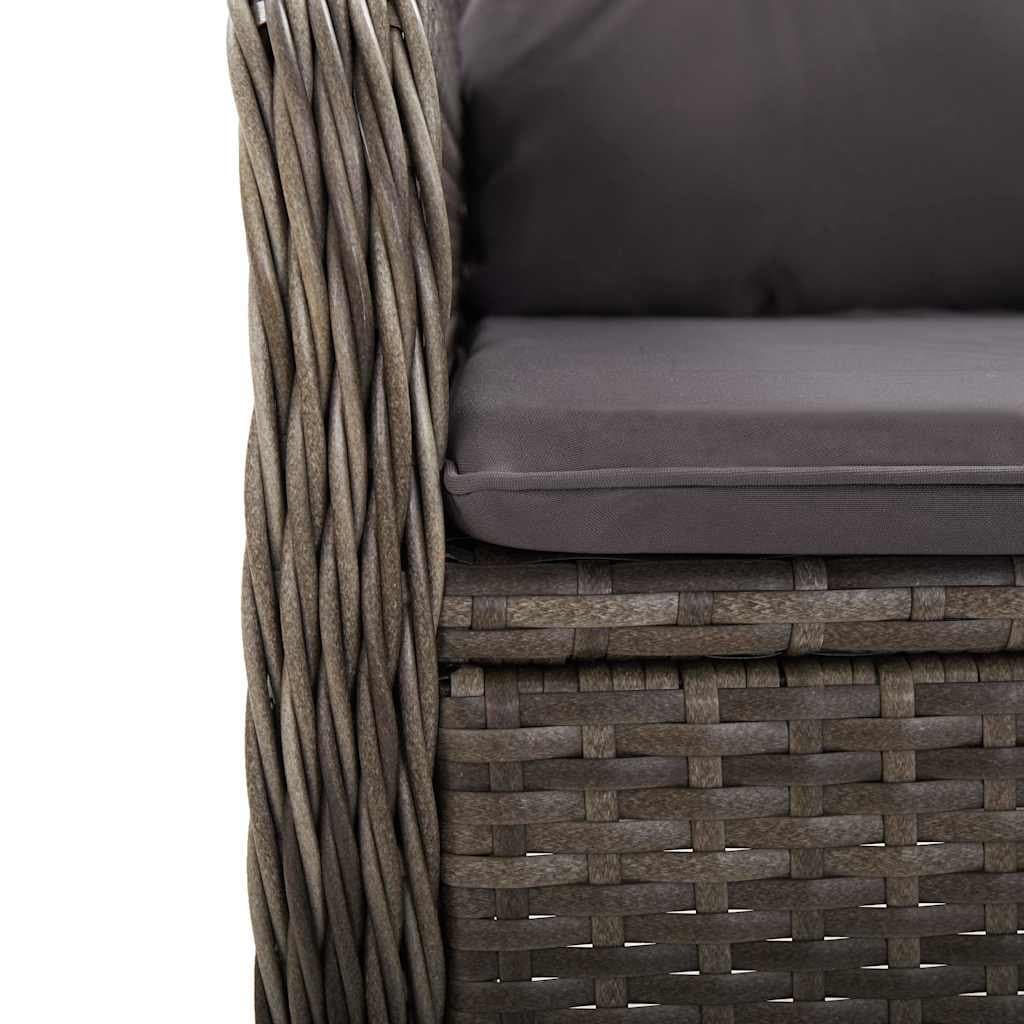 3 Piece Garden Bistro Set with Grey Armchairs