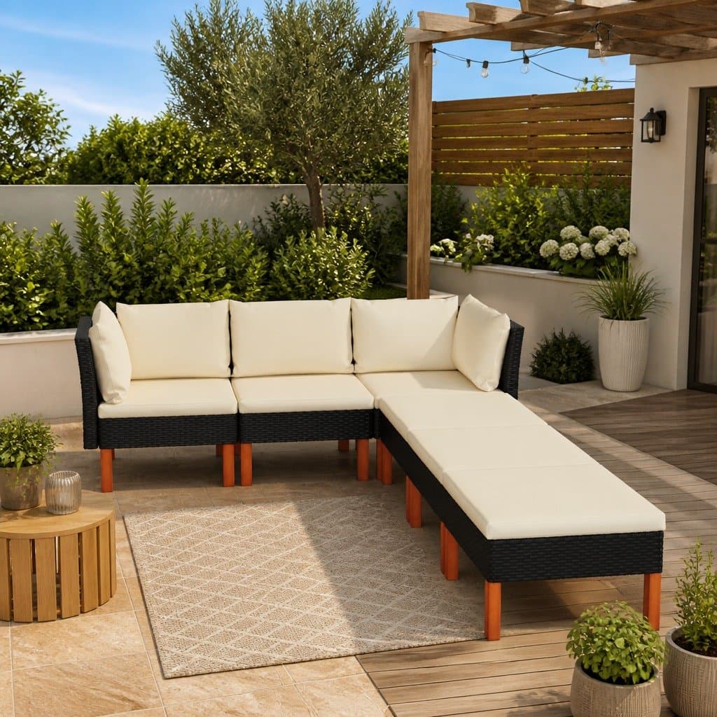6-Piece Garden Lounge Set with Cushions in Black