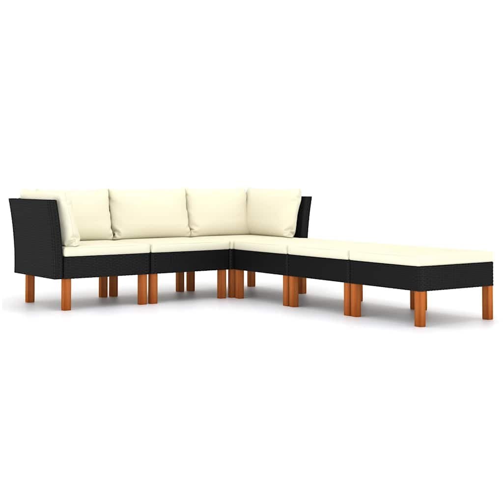 6-Piece Garden Lounge Set with Cushions in Black