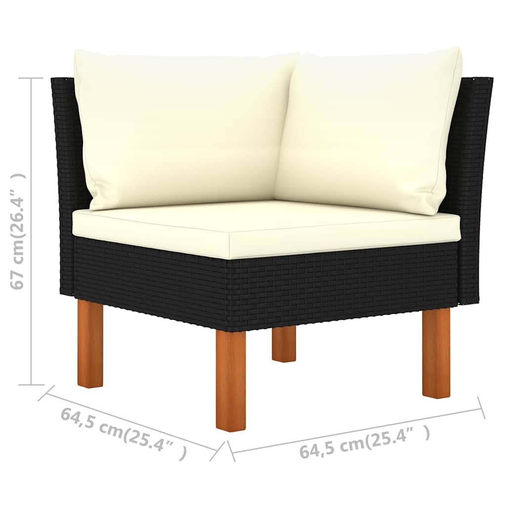 6-Piece Garden Lounge Set with Cushions in Black