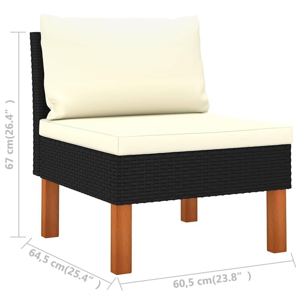 6-Piece Garden Lounge Set with Cushions in Black