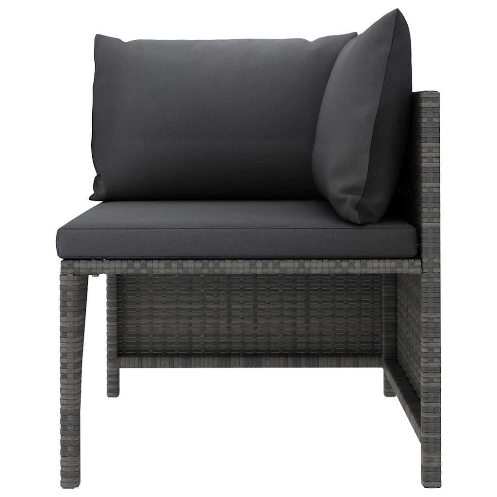 6-Piece Grey Poly Rattan Garden Lounge Set with Cushions