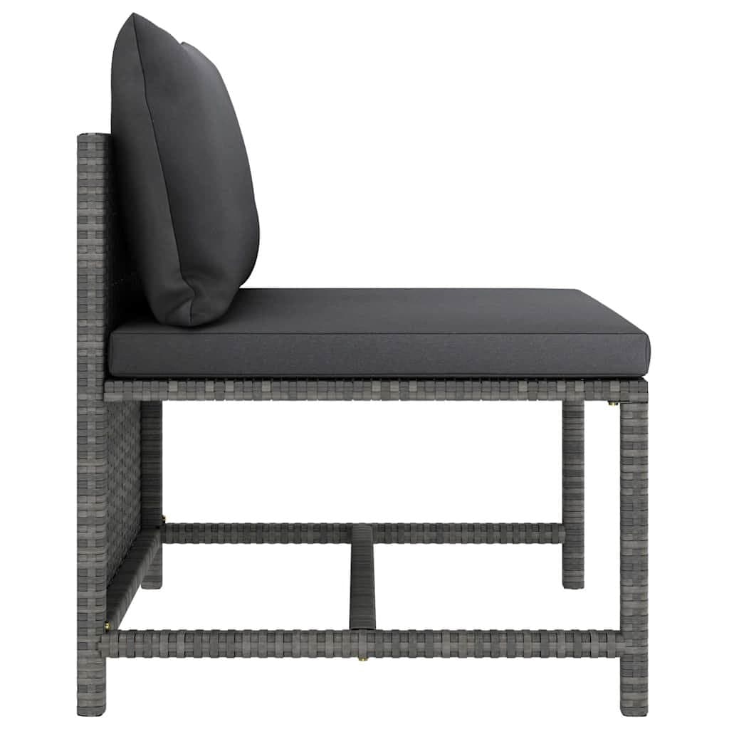 6-Piece Grey Poly Rattan Garden Lounge Set with Cushions