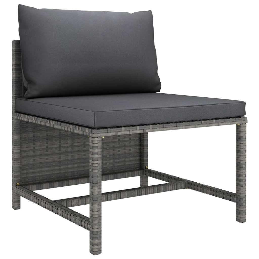 6-Piece Grey Poly Rattan Garden Lounge Set with Cushions