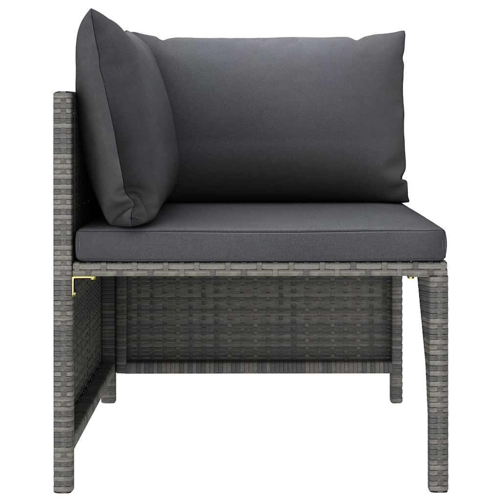 6-Piece Grey Poly Rattan Garden Lounge Set with Cushions