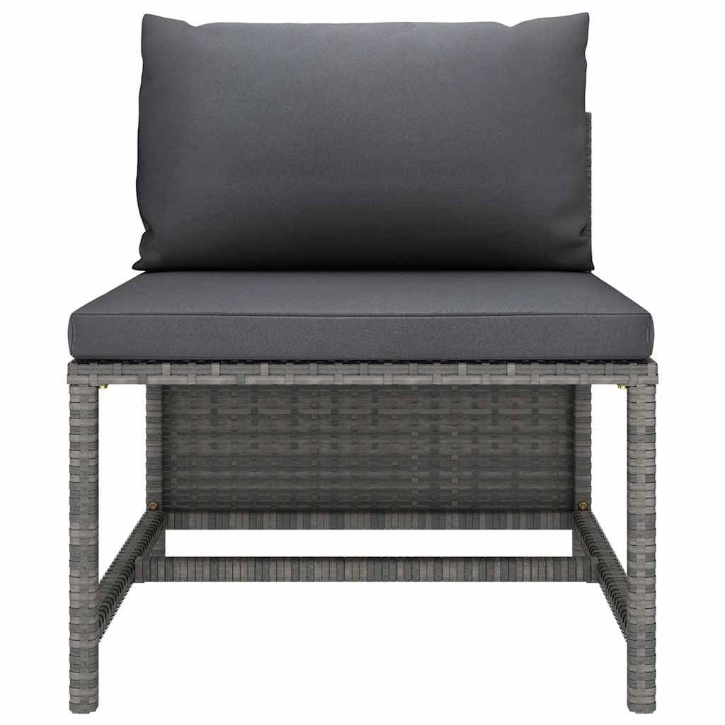 6-Piece Grey Poly Rattan Garden Lounge Set with Cushions
