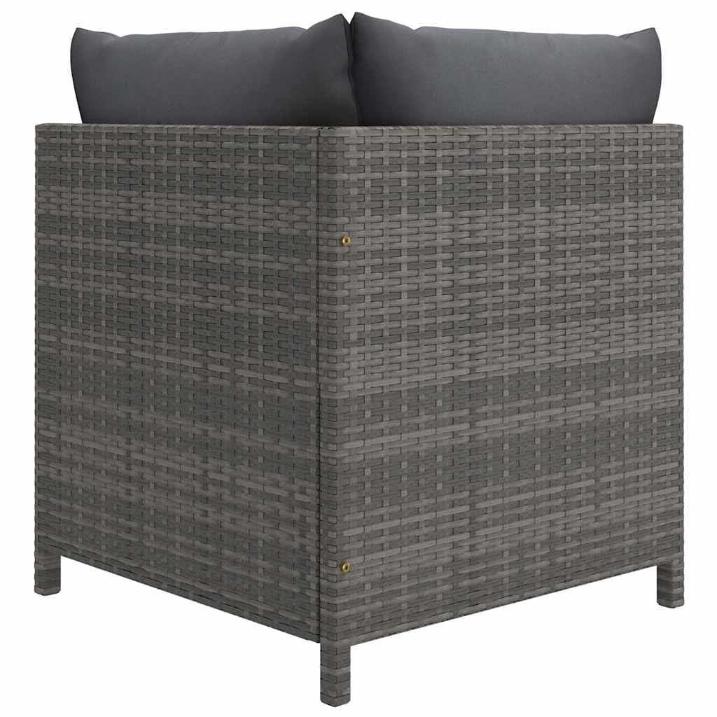 6-Piece Grey Poly Rattan Garden Lounge Set with Cushions