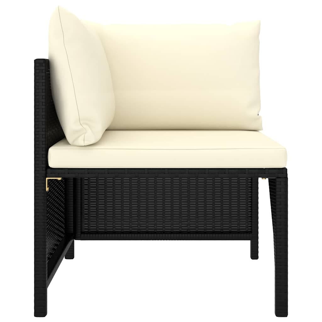 7-Piece Black Poly Rattan Garden Lounge Set