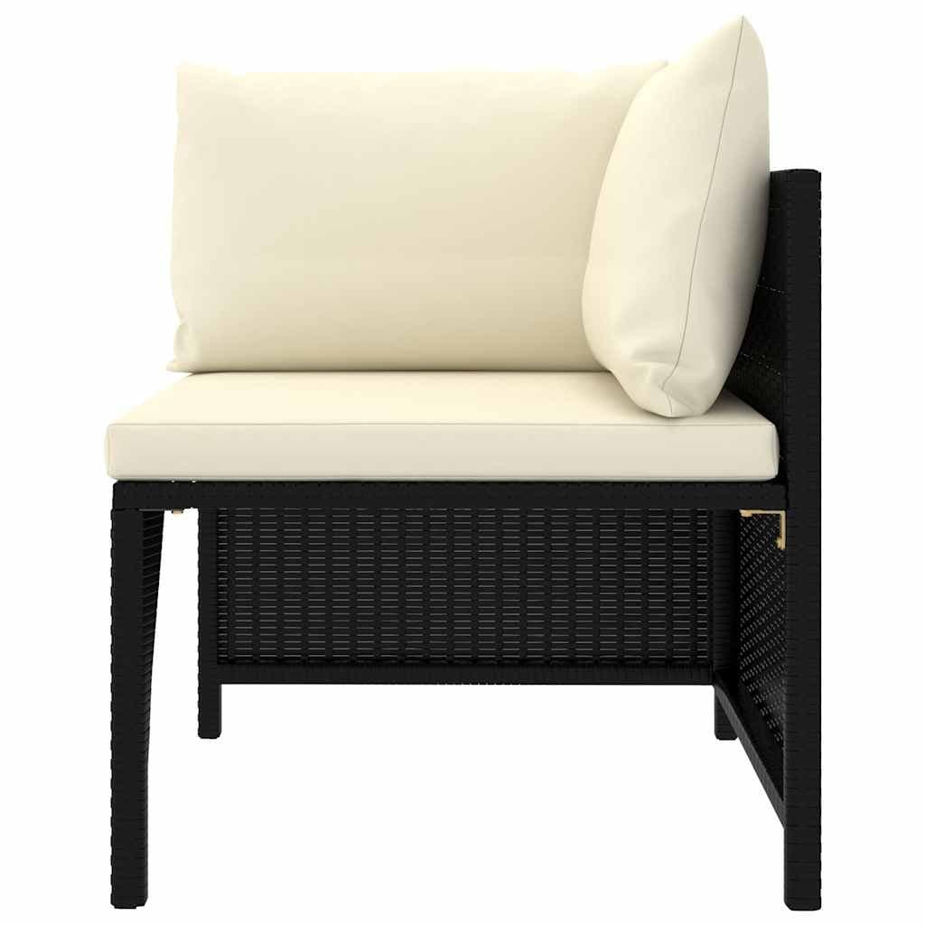 7-Piece Black Poly Rattan Garden Lounge Set