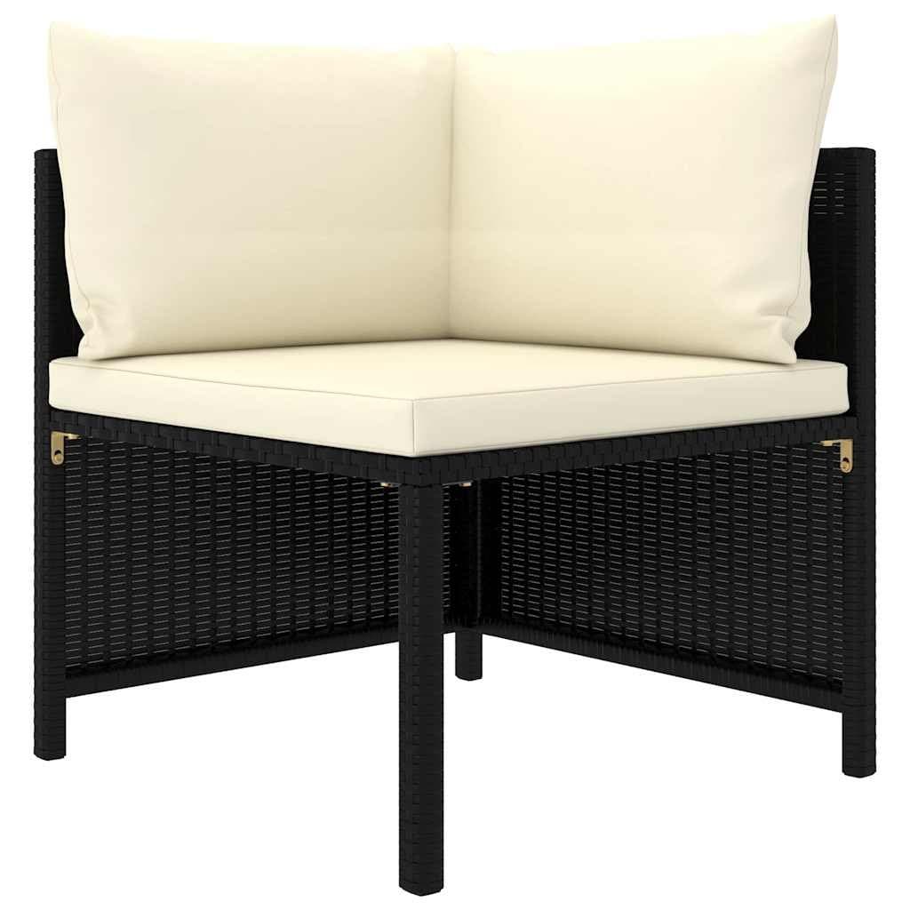 7-Piece Black Poly Rattan Garden Lounge Set