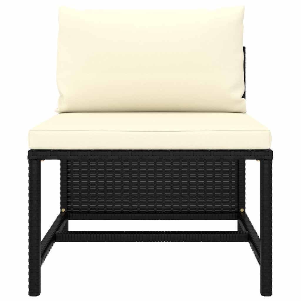 7-Piece Black Poly Rattan Garden Lounge Set