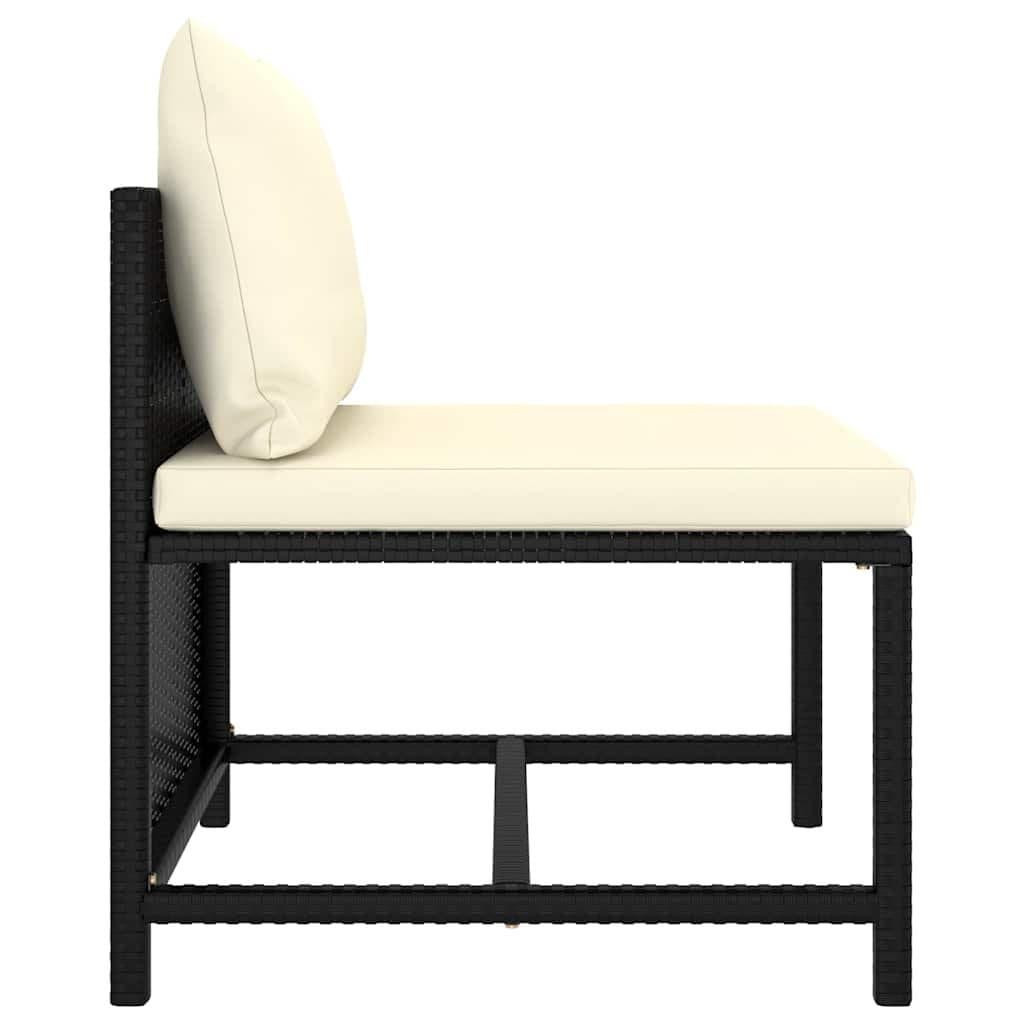 7-Piece Black Poly Rattan Garden Lounge Set