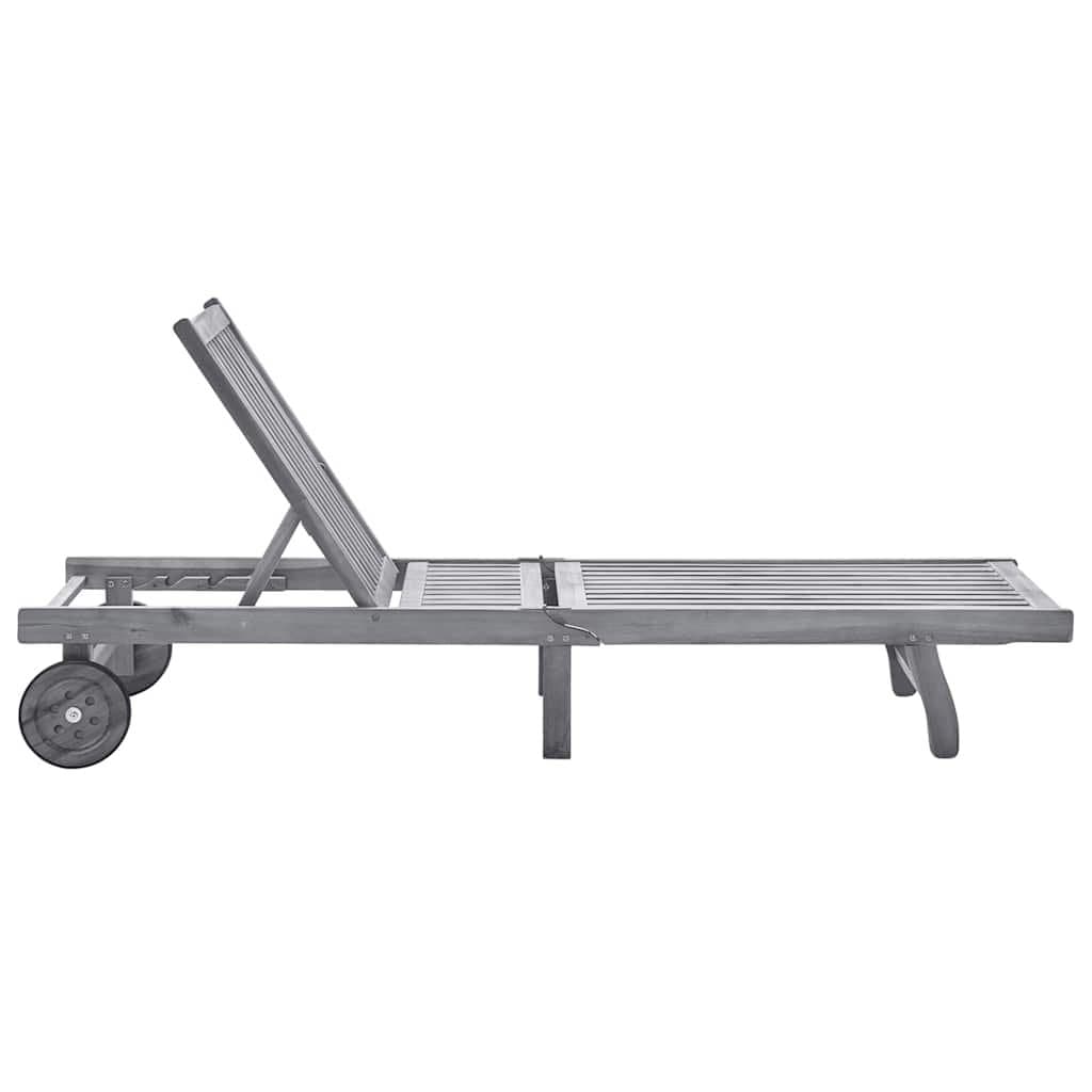 Sun Lounger Garden Outdoor Lounger Adjustable Backrest Footrest Grey Cushion